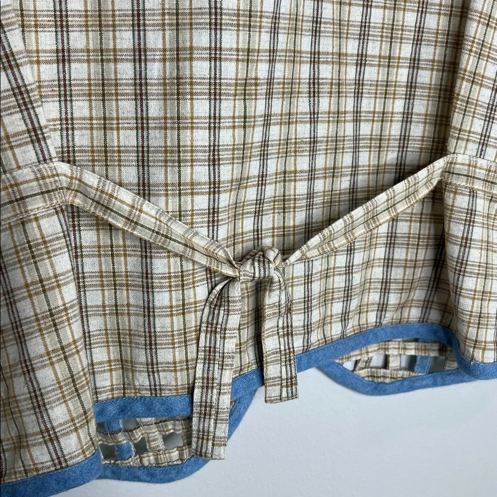 Vintage Casey & Max Patchwork Safari Animals Lattice And Plaid Cotton Linen Vest